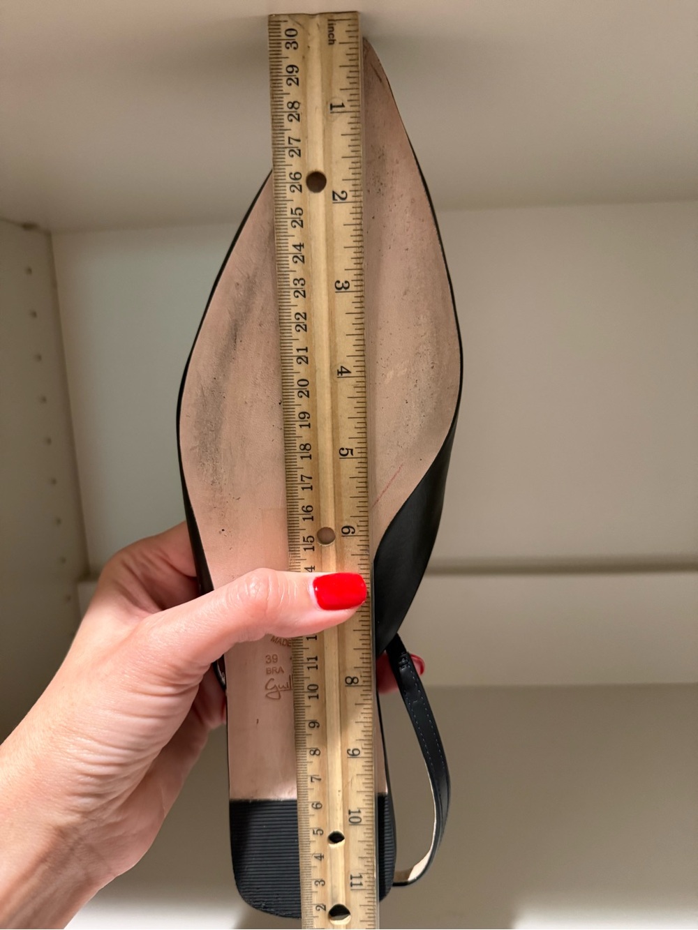 Classic Black Leather Pointed Slingback Flats - Picture 4 of 5